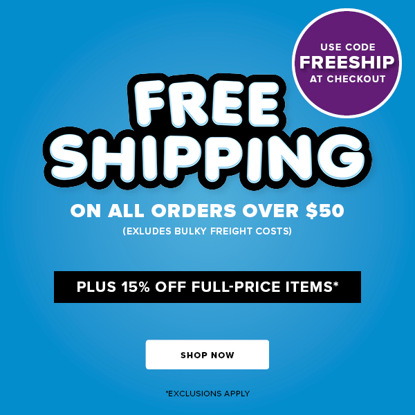 Free Shipping on all orders over $50 plus 15% off full-price items