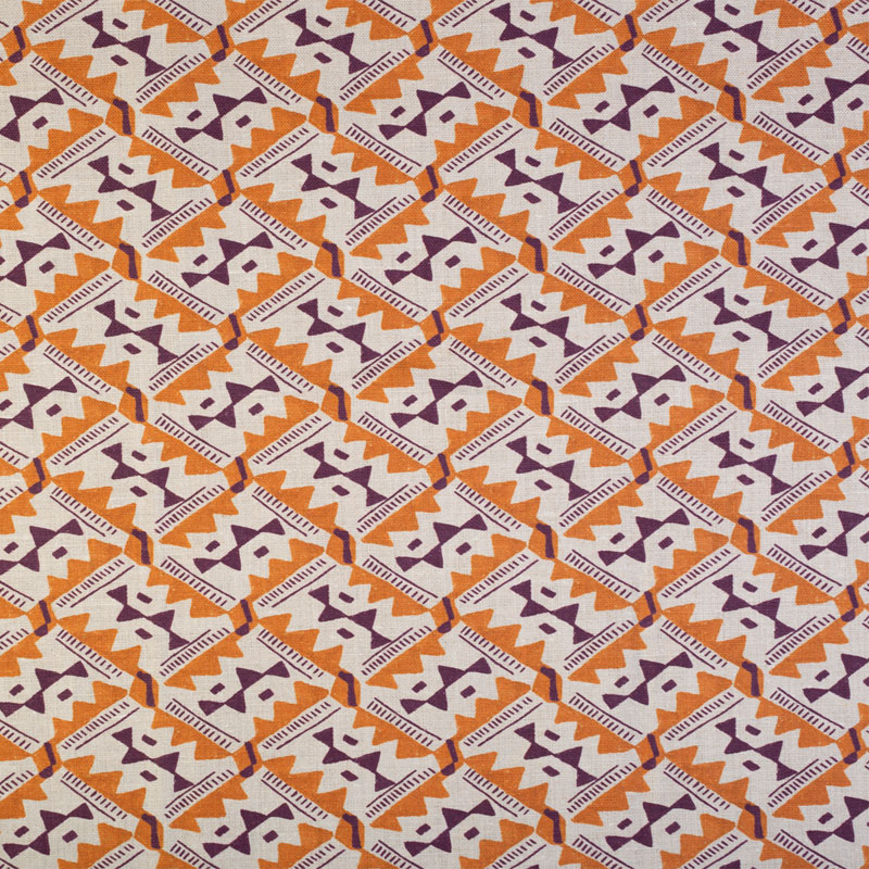 ANNA SPIRO SAFI LINEN FABRIC - PLUM ON ORANGE