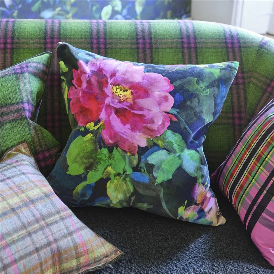 DESIGNERS GUILD GERTRUDE ROSE FUCHSIA VELVET CUSHION - 55CM