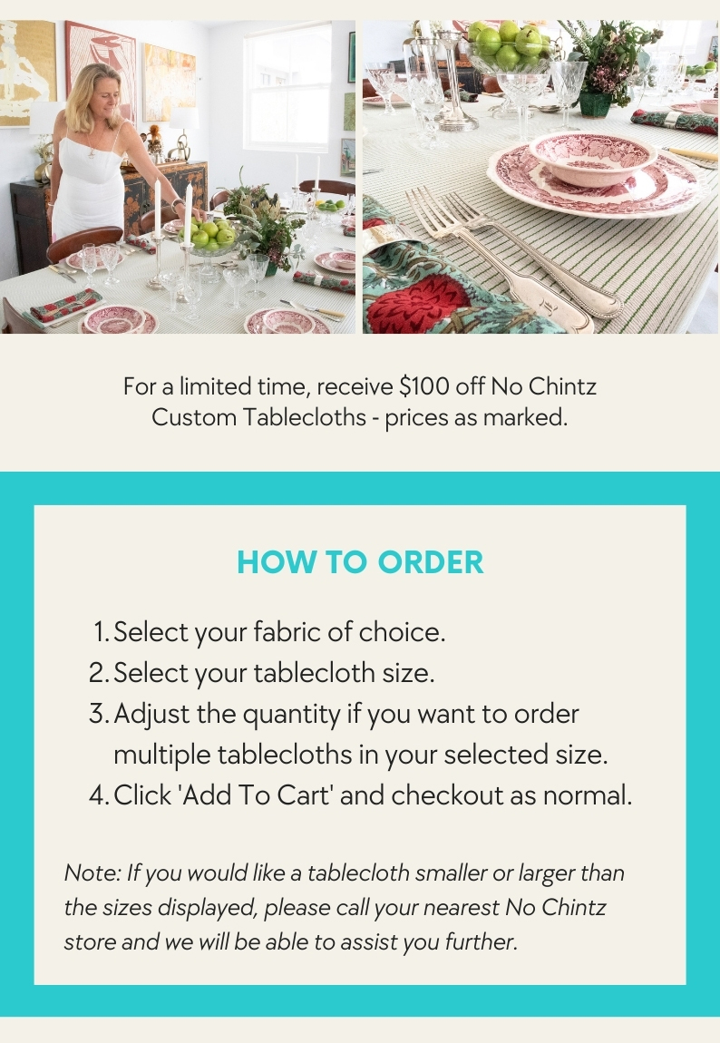 $100 Off Custom Tablecloths