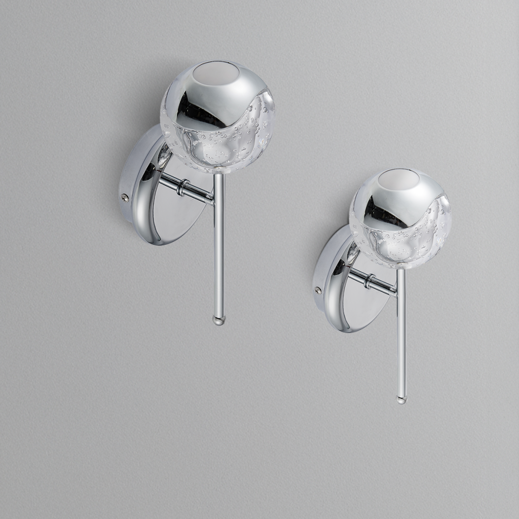 Telbix Segovia LED Wall Light Chrome with Clear Detail