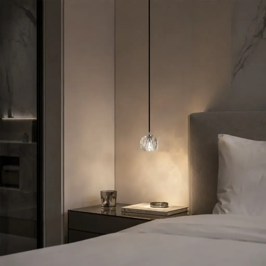 Telbix Zaha 1 Light Pendant Chrome and Crystal