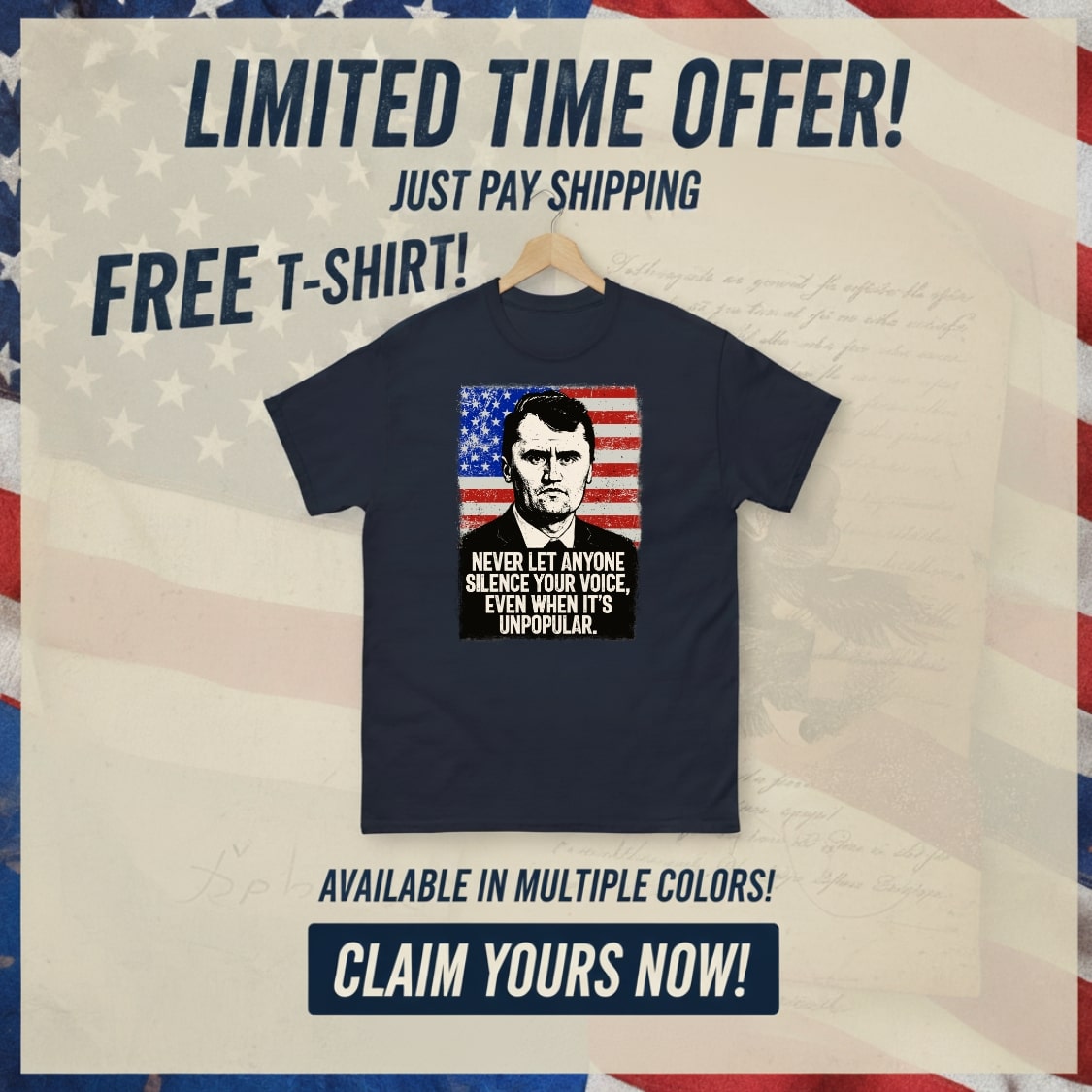 Free Never Be Silent Charlie Kirk T-Shirt