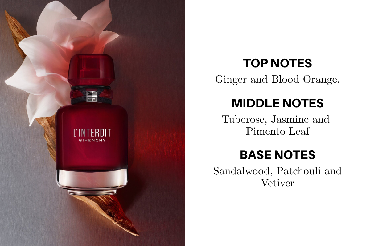 Top notes: Ginger and Blood Orange. | Middle notes: Tuberose, Jasmine and Pimento Leaf | Base notes: Sandalwood, Patchouli and Vetiver