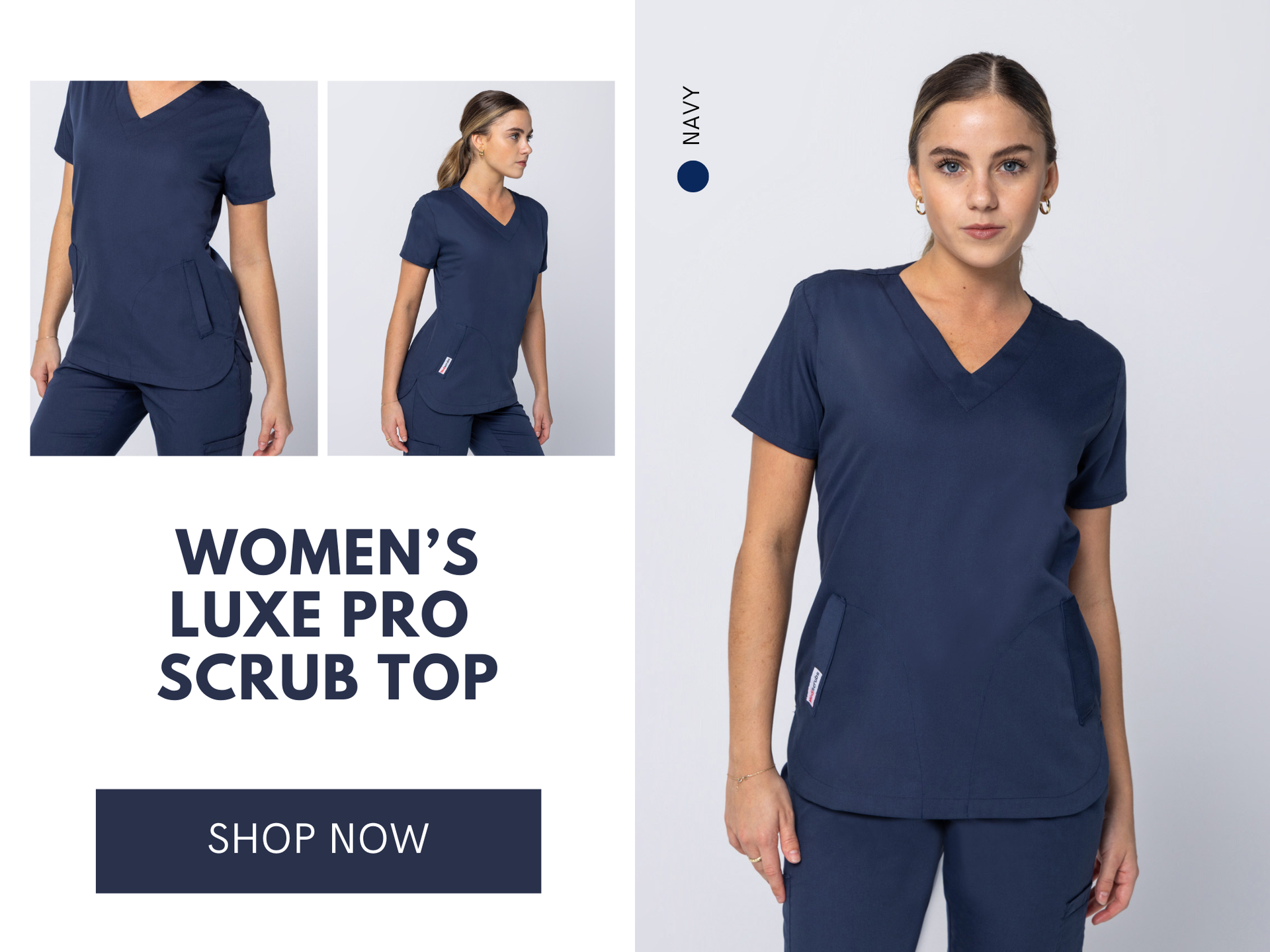 WOMEN'S LUXE PRO SCRUB TOP NAVY