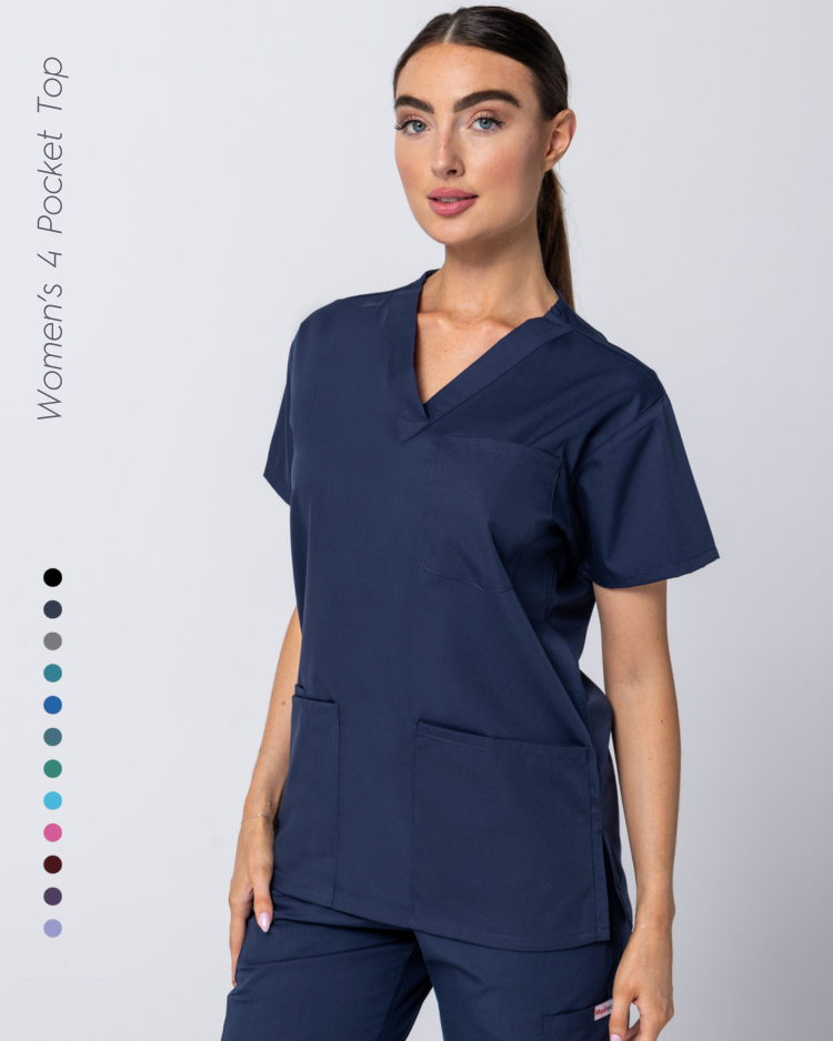 Womens 4 Pocket Scrub Top