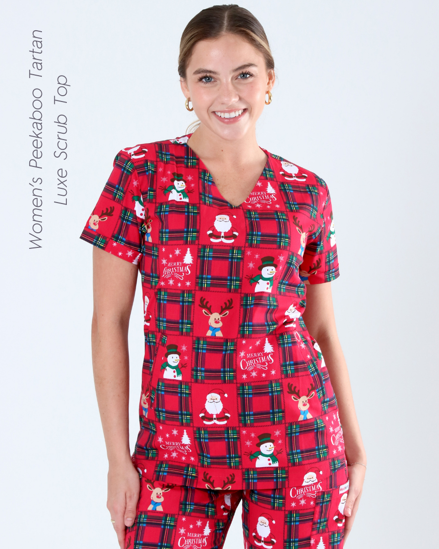 Women's Peekaboo Tartan Luxe Pro Scrub Top