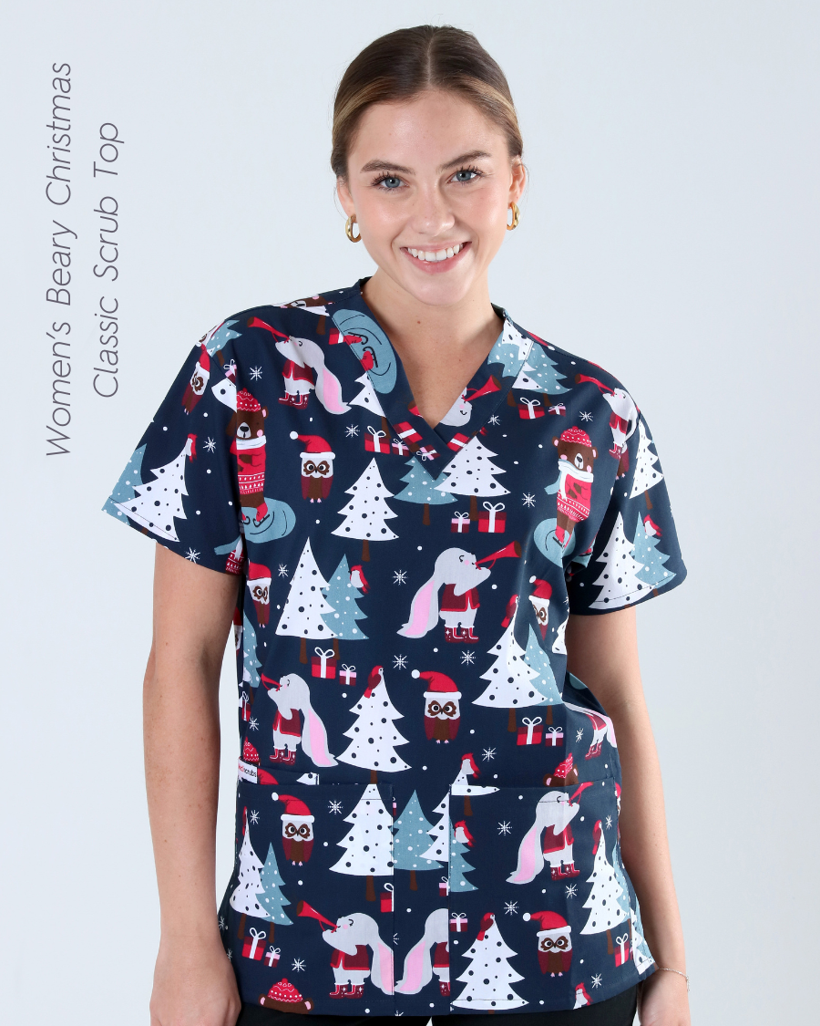 Beary Christmas Women's Classic Scrub Top