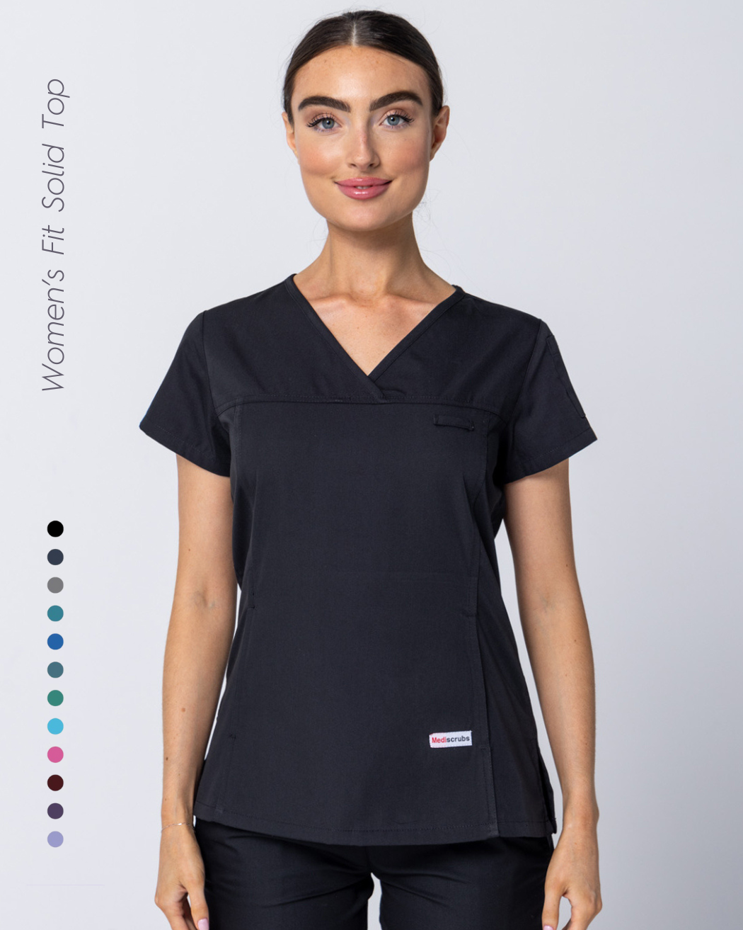 Womens Fit Solid Scrub Top