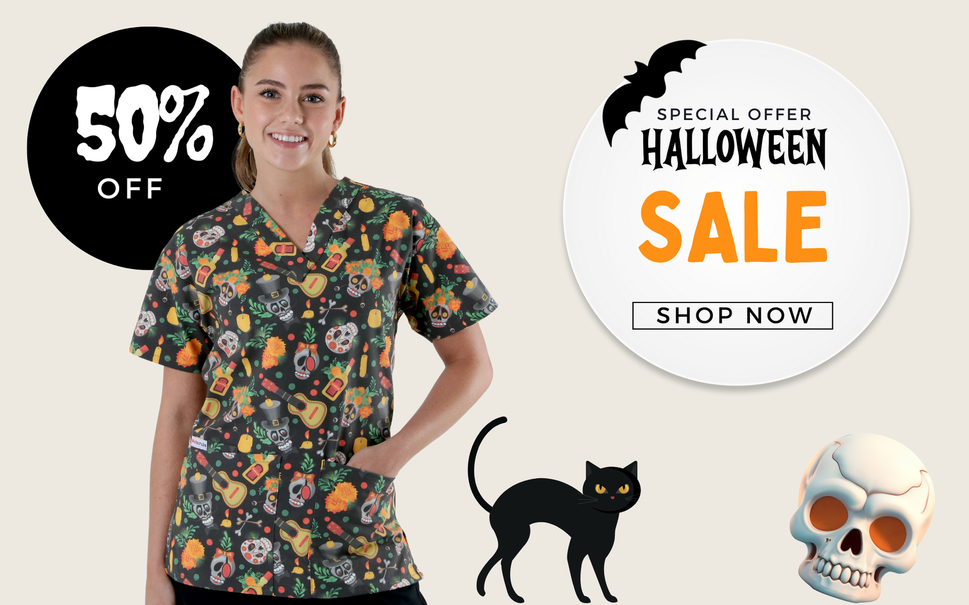 Halloween Scrubs Tops