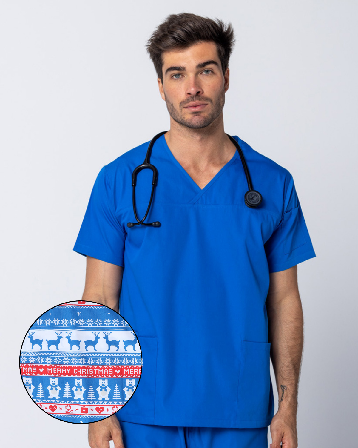 MEN'S ROYAL SCRUB TOP