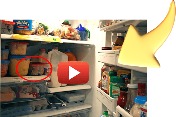 Foods in Refrigerator with Arrow